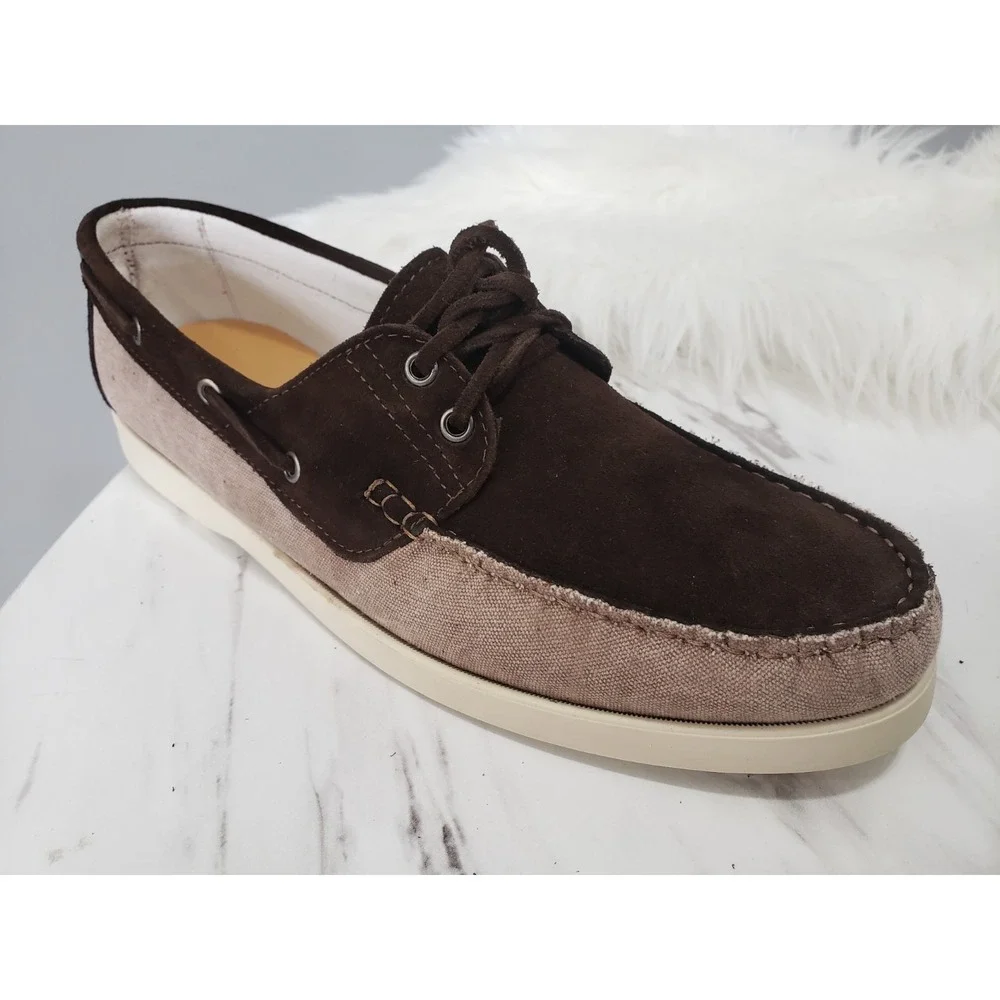 NEW NO BOX Stefano Bonfiglioli Italian Suede Loafers Brown SIZE 45 boat‎ shoes